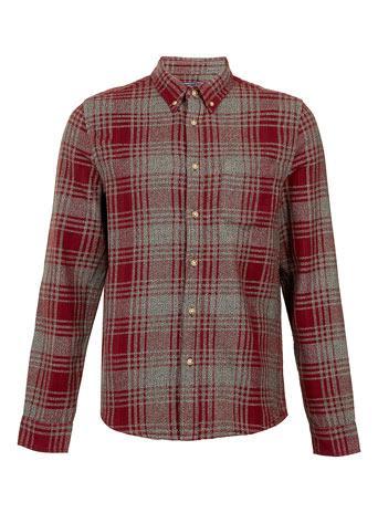 Topman Burgundy Marl Check Long Sleeve Shirt