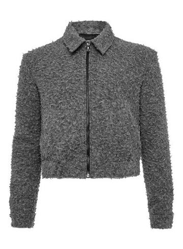 Topman Mens Mid Grey Topman Design Grey Wool Harrington Jacket