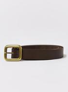 Topman Mens Skinny Leather Belt With Brushed Gold Buckle Detailing In Brown