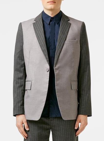 Topman Mens Brown Rogues Of London Stripe Suit Jacket