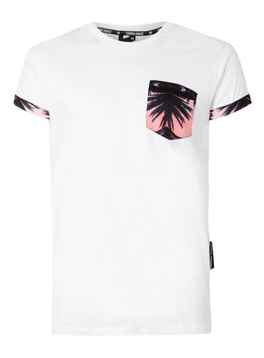 Topman Mens Criminal Damage White And Pink Palms Print Roller T-shirt*