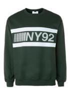 Topman Mens Dark Green And White Ny92 Print Oversized Sweatshirt