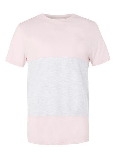 Topman Mens Pink And Light Grey Panelled T-shirt