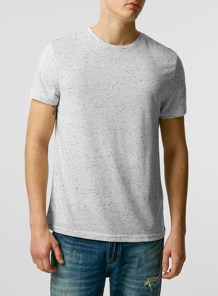 Topman Mens Cream Ecru Black Neppy Slim Fit T-shirt