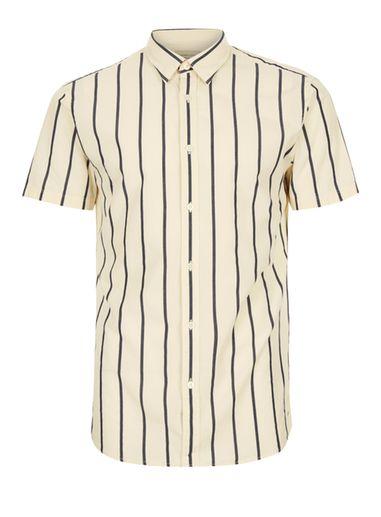 Topman Mens Yellow Selected Homme Cream Stripe Shirt