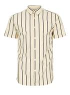 Topman Mens Yellow Selected Homme Cream Stripe Shirt