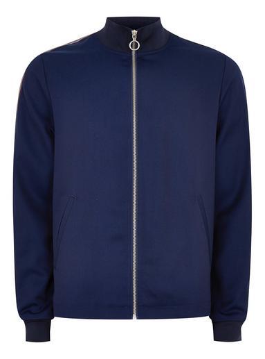Topman Mens Bright Blue Track Top With Side Taping