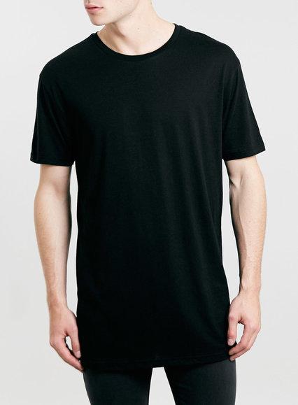 Topman Mens Black Oversized Long Line T-shirt