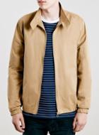 Topman Mens Brown Stone Harrington Jacket With Check Lining