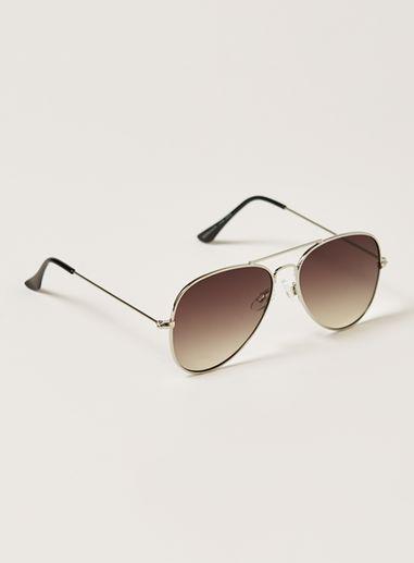 Topman Mens Brown Hunter Aviator Sunglasses