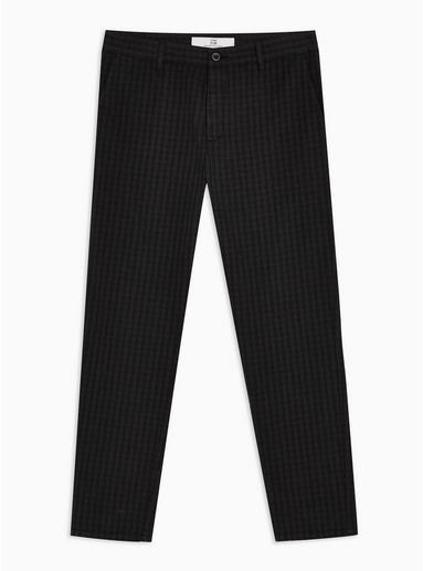 Topman Mens Black Check Slim Trousers