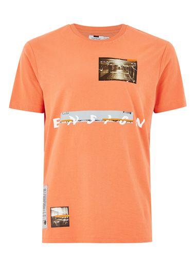 Topman Mens Pink Coral 'ensign' T-shirt