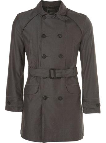 Grey Fabric Interest Trench Coat