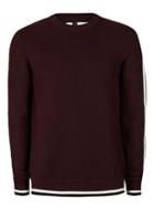 Topman Mens Red Burgundy And Black Fleck Taping Sweater