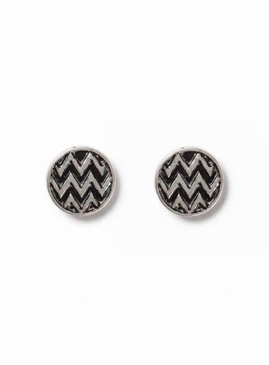 Topman Mens Silver Look And Black Geometric Earrings*