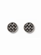 Topman Mens Silver Look And Black Geometric Earrings*