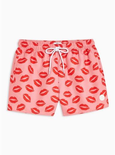 Topman Mens Pink Lips Print Swim Shorts