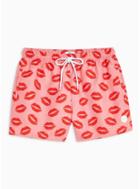 Topman Mens Pink Lips Print Swim Shorts