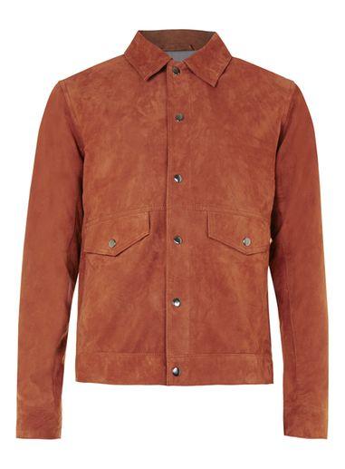 Topman Mens Red Rust Suede Harrington Jacket