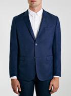 Topman Mens Blue Navy Birdseye Textured Slim Fit Suit Jacket