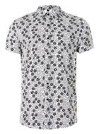 Topman Mens Brown Stone And Black Floral Print Short Sleeve Casual Shirt