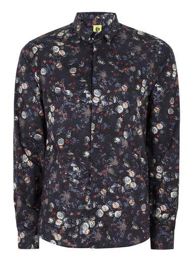 Topman Mens Noose & Monkey Navy 'rosey' Shirt