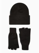 Topman Mens Black Beanie And Gloves 2 Pack