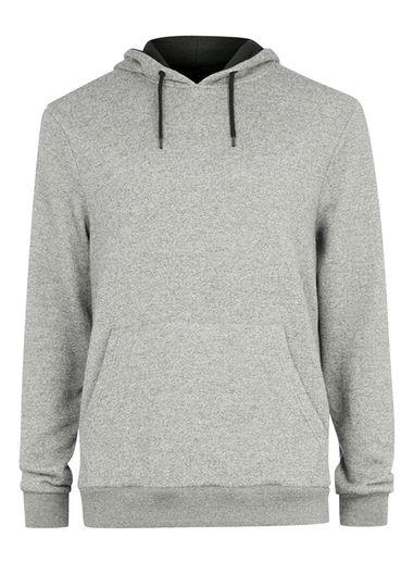 Topman Mens Grey Salt And Pepper Classic Fit Hoodie
