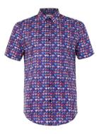 Topman Mens Blue Premium Liberty Marble Hearts Print Dress Shirt