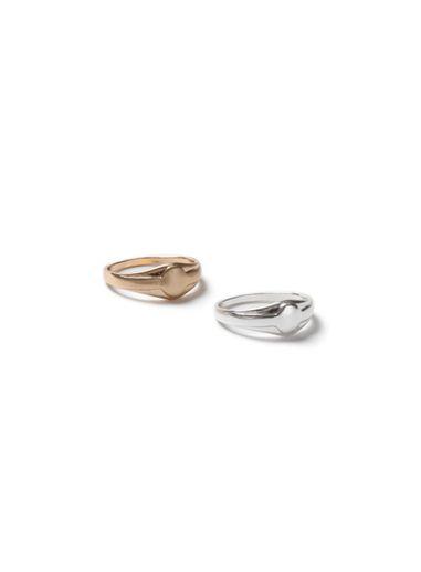 Topman Mens Multi Mixed Metal Signet Ring 2 Pack*