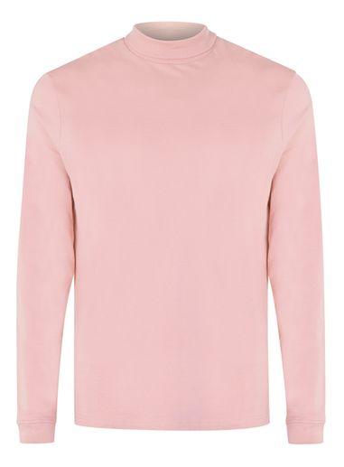 Topman Mens Brown Light Pink Mini Turtle Neck Long Sleeve T-shirt