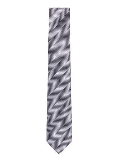 Topman Mens Blue Navy And White Herringbone Woven Tie