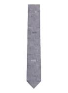 Topman Mens Blue Navy And White Herringbone Woven Tie