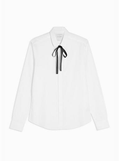 Topman Mens Premium White Penny Collar Slim Shirt