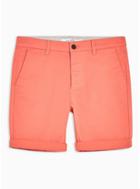 Topman Mens Orange Coral Stretch Skinny Chino Shorts