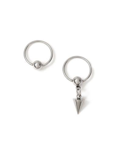 Topman Mens Silver Spike Drop Earrings*