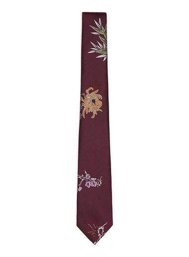 Topman Mens Red Burgundy Floral Japanese Tie