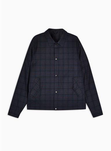 Topman Mens Navy Check Smart Jacket