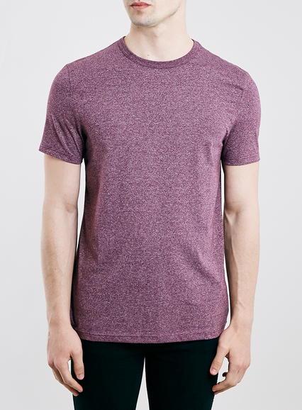 Topman Mens Red Burgundy White Slim Crew T-shirt