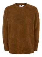 Topman Mens Brown Boucle Textured Drop Shoulder Sweater