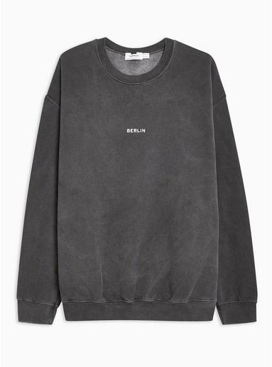 Topman Mens Grey Washed Charcoal 'berlin' Sweatshirt