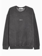 Topman Mens Grey Washed Charcoal 'berlin' Sweatshirt