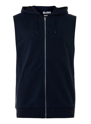 Topman Mens Blue Navy Hooded Gilet