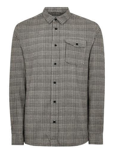 Topman Mens Grey Selected Homme Check Long Sleeve Shirt