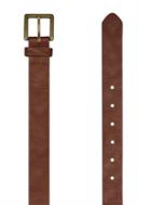 Topman Mens Brown Skinny Faux Leather Belt With Brushed Gold Buckle In Tan