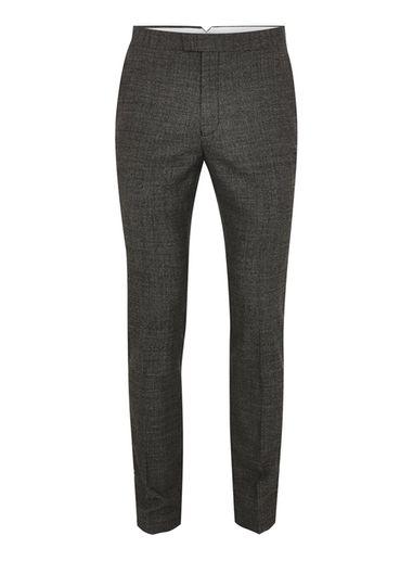 Topman Mens Grey Charcoal Birdseye Wool Blend Ultra Skinny Suit Pants