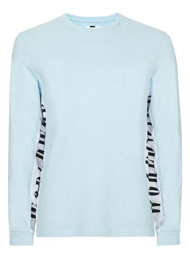 Topman Mens Light Blue Panelled Sleeve T-shirt