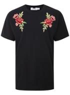 Topman Mens Black Rose Applique T-shirt