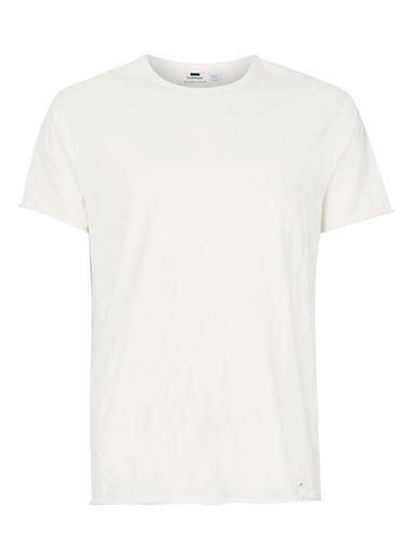 Topman Mens Cream Off White Distressed Longline T-shirt