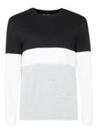 Topman Mens Mid Grey Grey, Black And White Panelled Long Sleeve T-shirt